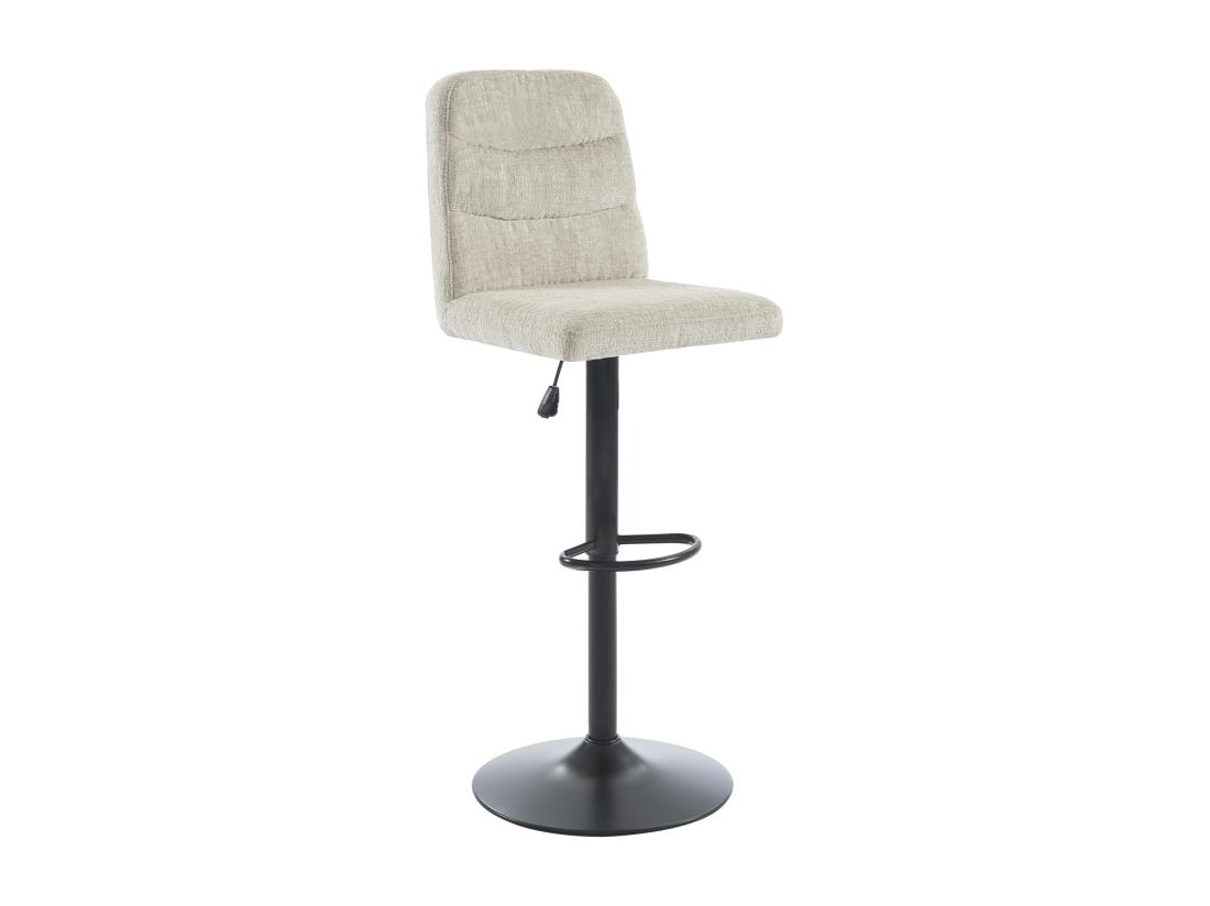 Vente Unique Lot De 2 Tabourets De Bar En Tissu Texturé Et Métal Noir - Hauteur Réglable - Beige - KELIANO