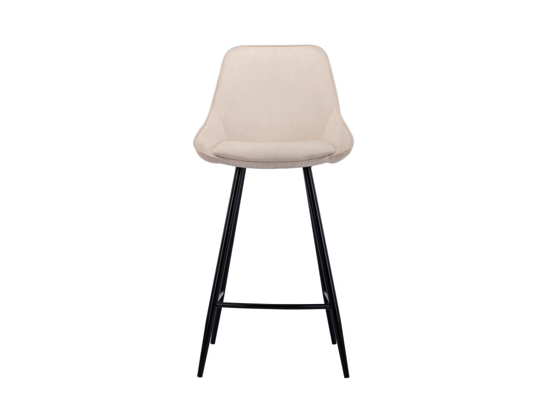 Vente Unique Lot De 2 Tabourets De Bar En Velours Côtelé Et Métal Noir - Crème - MASURIE