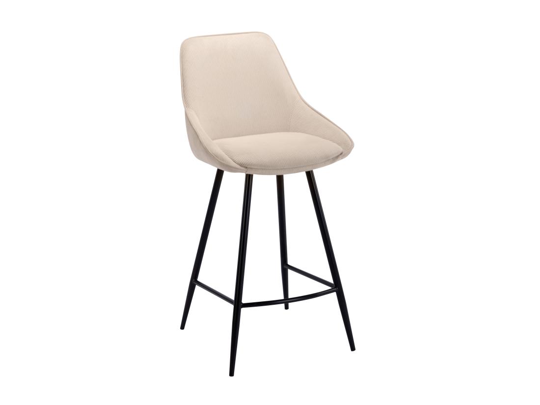 Vente Unique Lot De 2 Tabourets De Bar En Velours Côtelé Et Métal Noir - Crème - MASURIE