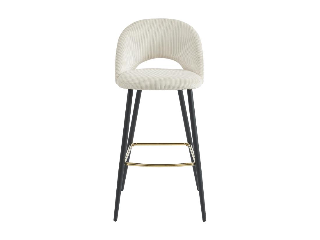 Vente Unique Lot De 2 Tabourets De Bar En Velours Côtelé Et Métal - Crème - FINCHY De Pascal Morabito