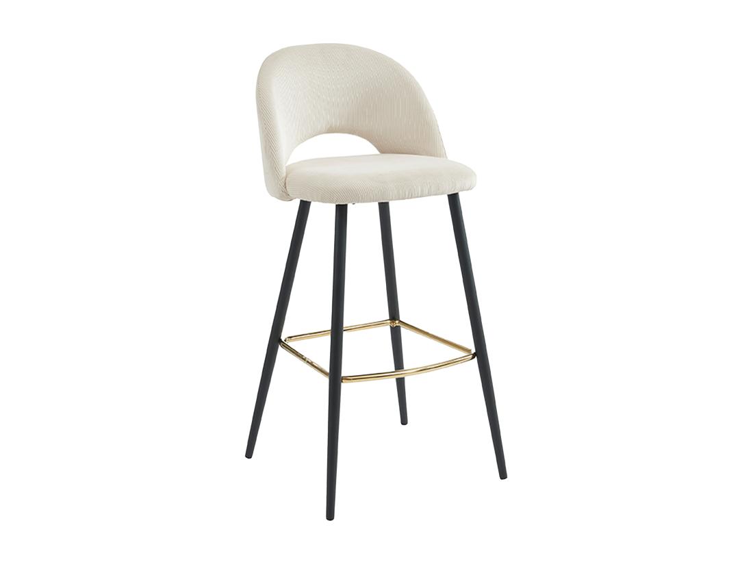 Vente Unique Lot De 2 Tabourets De Bar En Velours Côtelé Et Métal - Crème - FINCHY De Pascal Morabito