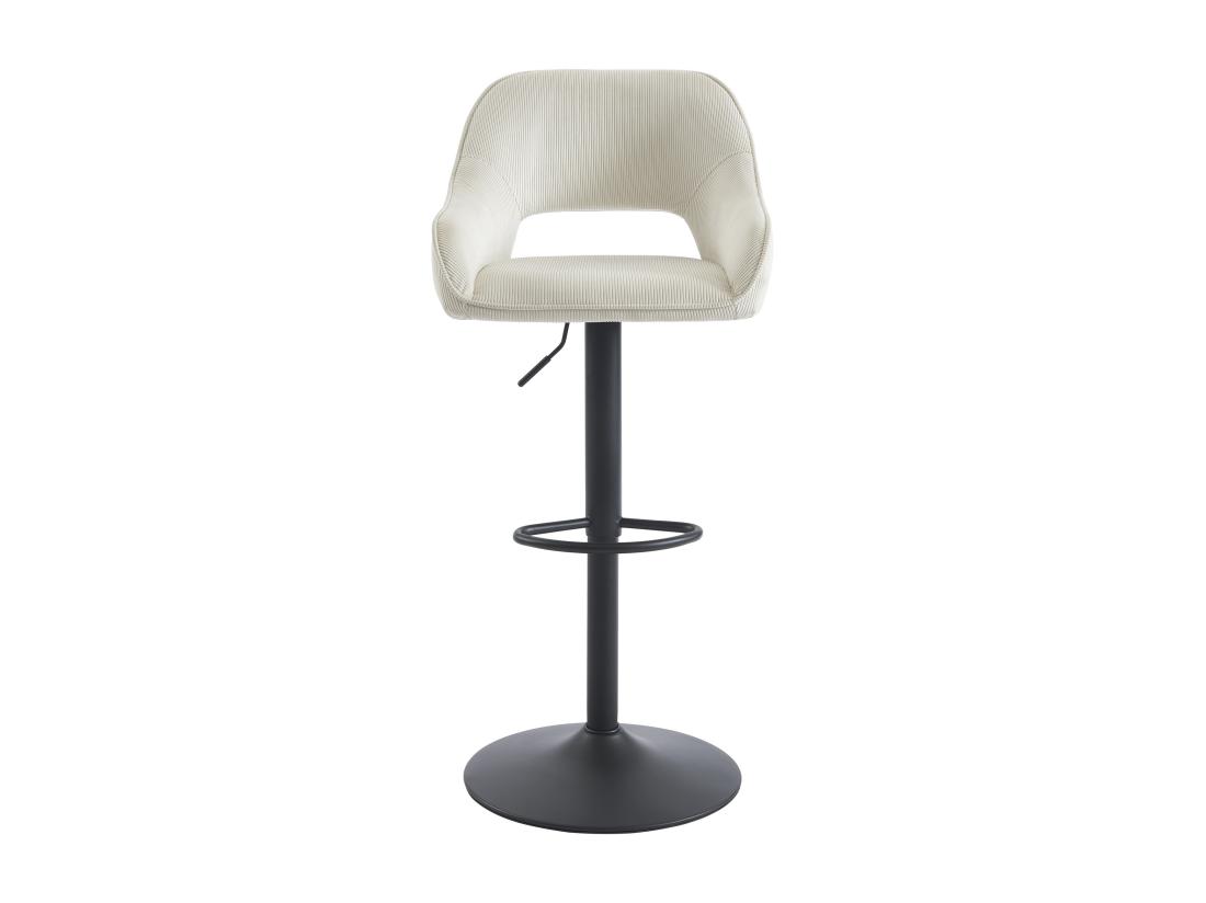 Vente Unique Lot De 2 Tabourets De Bar En Velours Côtelé Et Métal Noir - Hauteur Réglable - Crème - ZINEA