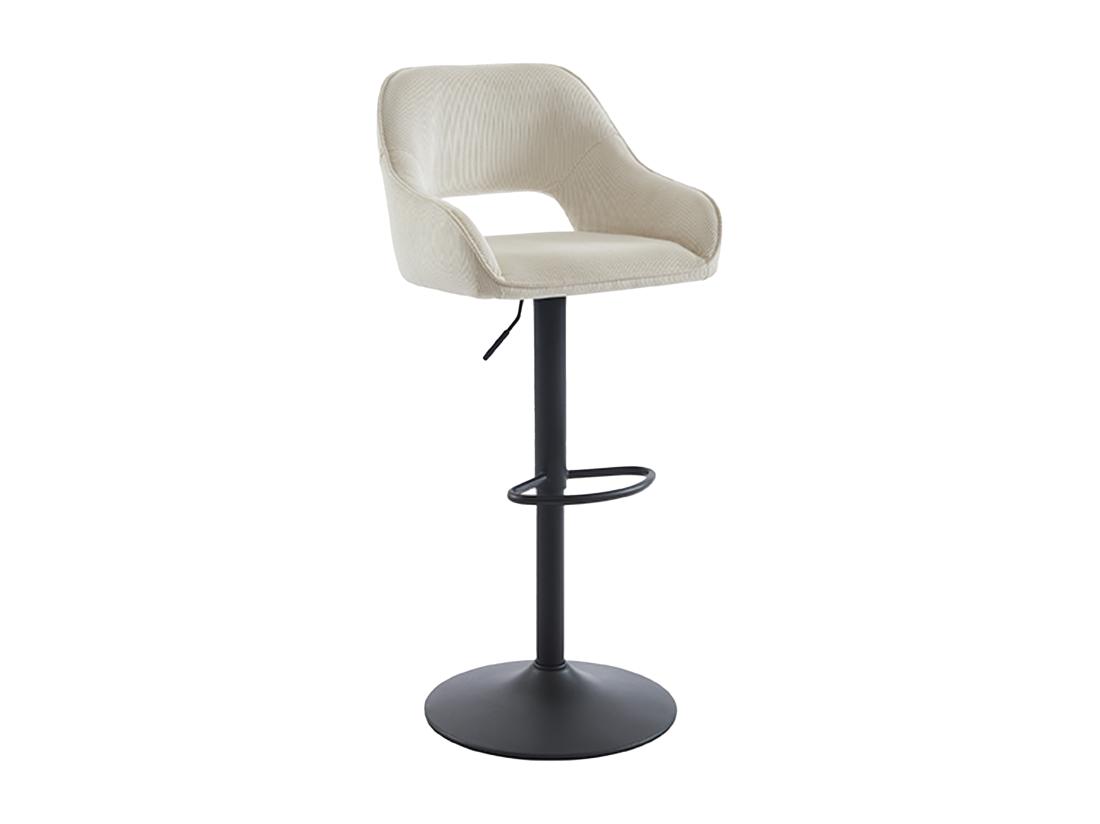 Vente Unique Lot De 2 Tabourets De Bar En Velours Côtelé Et Métal Noir - Hauteur Réglable - Crème - ZINEA