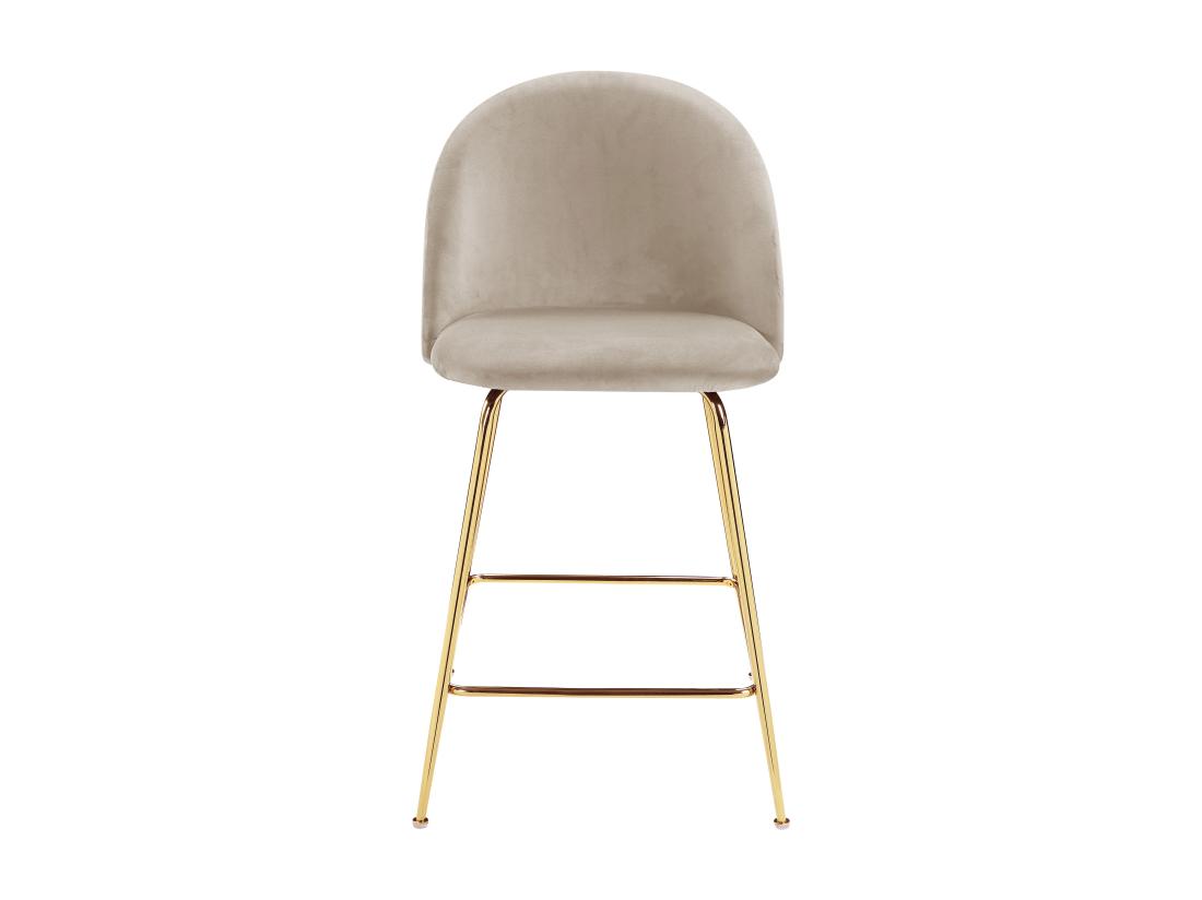 Vente Unique Lot De 2 Tabourets De Bar En Velours Et Acier Inoxydable Doré - Beige - MELBOURNE