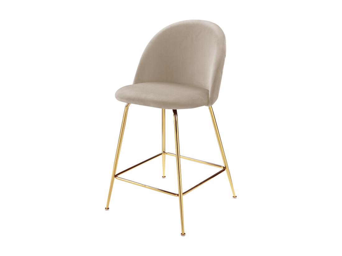 Vente Unique Lot De 2 Tabourets De Bar En Velours Et Acier Inoxydable Doré - Beige - MELBOURNE