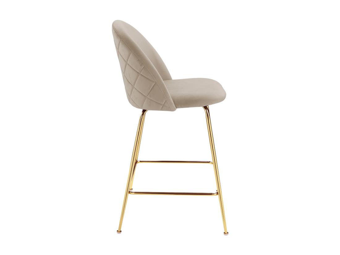 Vente Unique Lot De 2 Tabourets De Bar En Velours Et Acier Inoxydable Doré - Beige - MELBOURNE