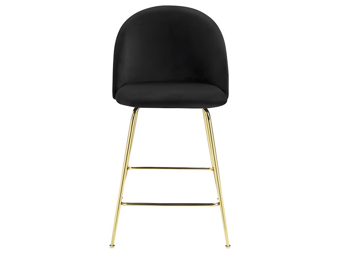 Vente Unique Lot De 2 Tabourets De Bar En Velours Et Acier Inoxydable Doré - Noir - MELBOURNE