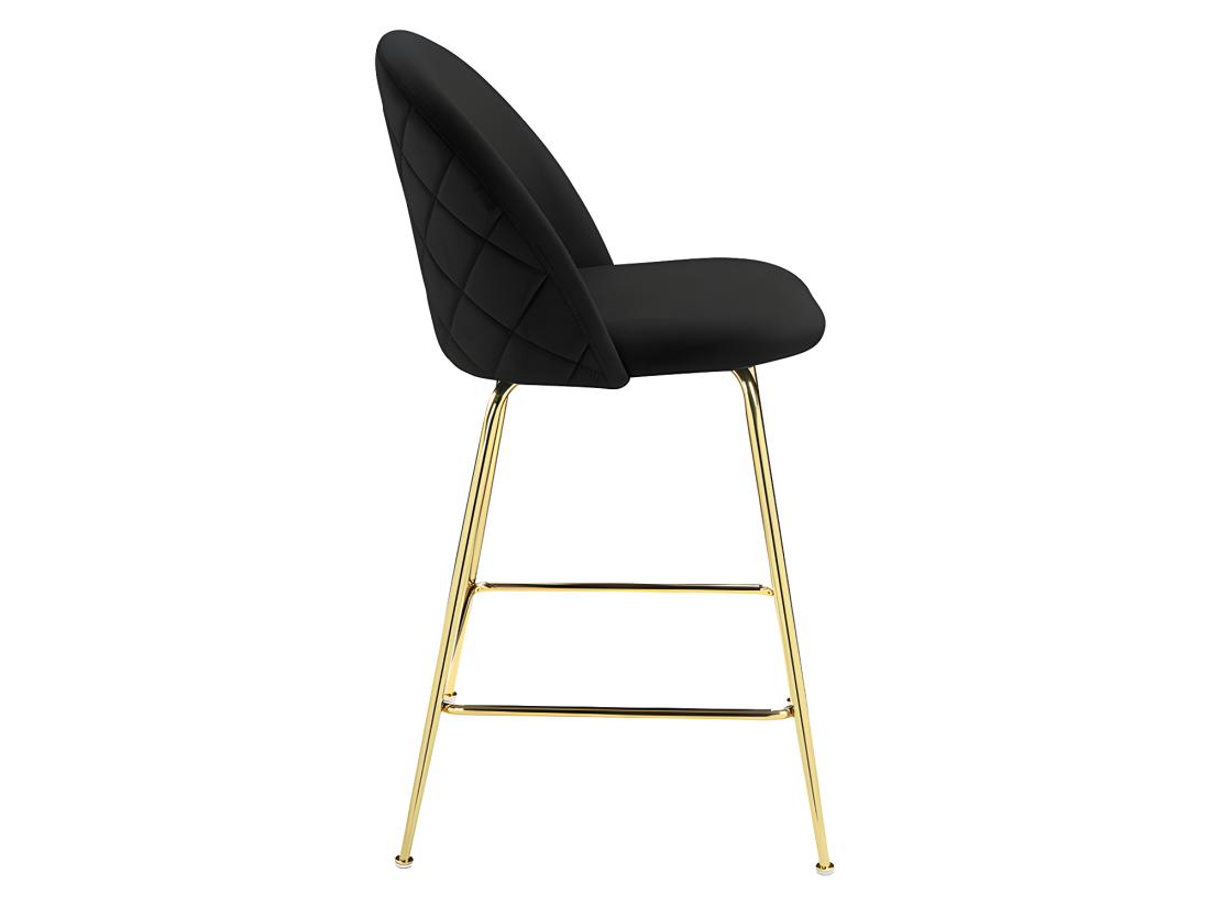 Vente Unique Lot De 2 Tabourets De Bar En Velours Et Acier Inoxydable Doré - Noir - MELBOURNE