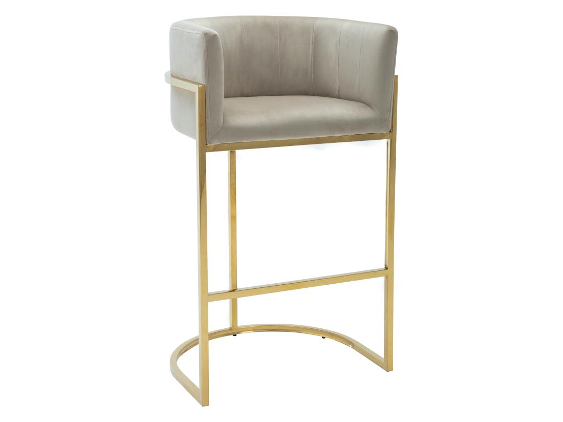 Vente Unique Lot De 2 Tabourets De Bar En Velours Et Acier Inoxydable - Beige Et Doré - PERIA De Pascal MORABITO