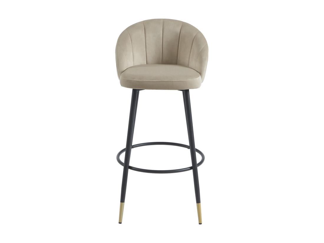 Vente Unique Lot De 2 Tabourets De Bar En Velours Et Métal - Beige - ELIRAM