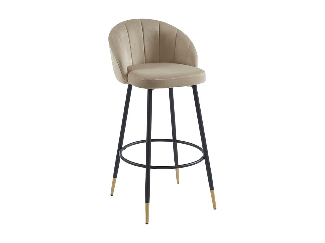 Vente Unique Lot De 2 Tabourets De Bar En Velours Et Métal - Beige - ELIRAM