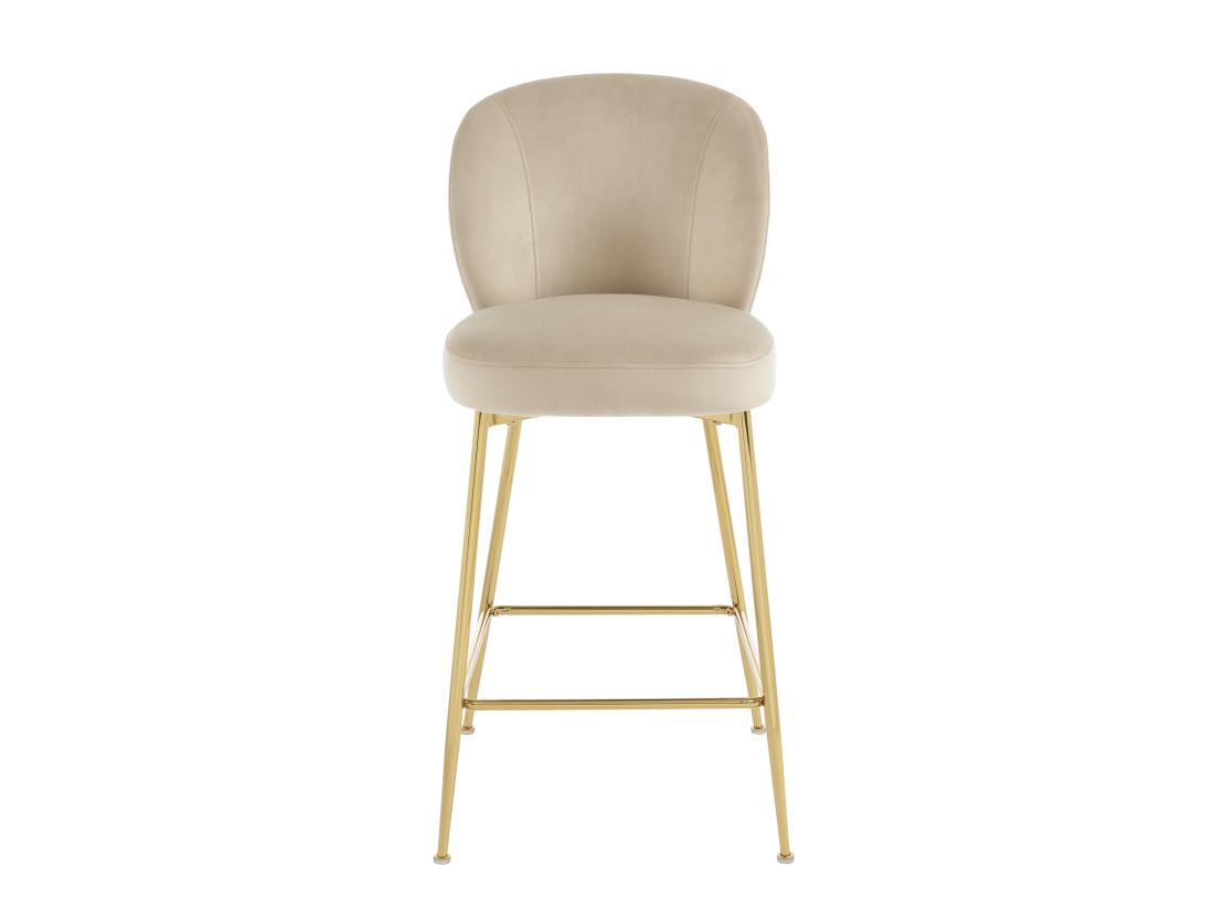 Vente Unique Lot De 2 Tabourets De Bar En Velours Et Métal Doré - Beige - POLPONA De Pascal MORABITO