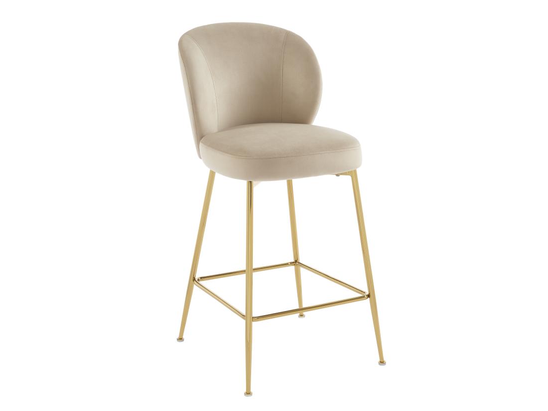 Vente Unique Lot De 2 Tabourets De Bar En Velours Et Métal Doré - Beige - POLPONA De Pascal MORABITO