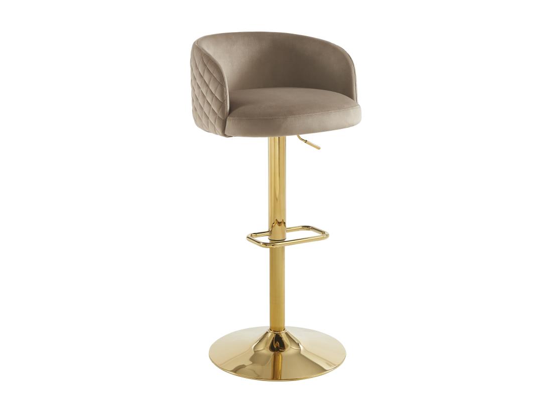 Vente Unique Lot De 2 Tabourets De Bar En Velours Et Métal Doré - Hauteur Réglable - Beige - PERLANITA De Pascal Morabito