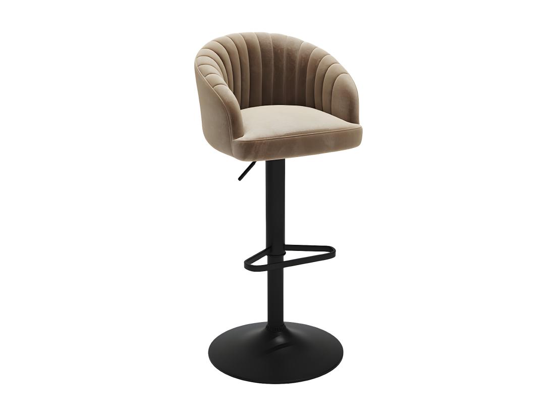 Vente Unique Lot De 2 Tabourets De Bar En Velours Et Métal - Hauteur Réglable - Beige - DORALIZ