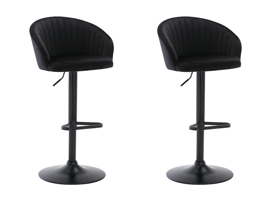 vente unique Lot de 2 tabourets de bar en velours et métal - Hauteur réglable - Noir - DORALIZ