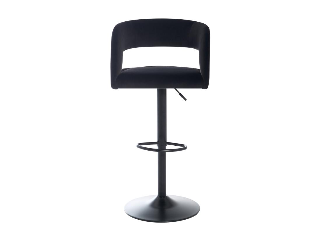 Vente Unique Lot De 2 Tabourets De Bar En Velours Et Métal - Hauteur Réglable - Noir - LAJUNIA