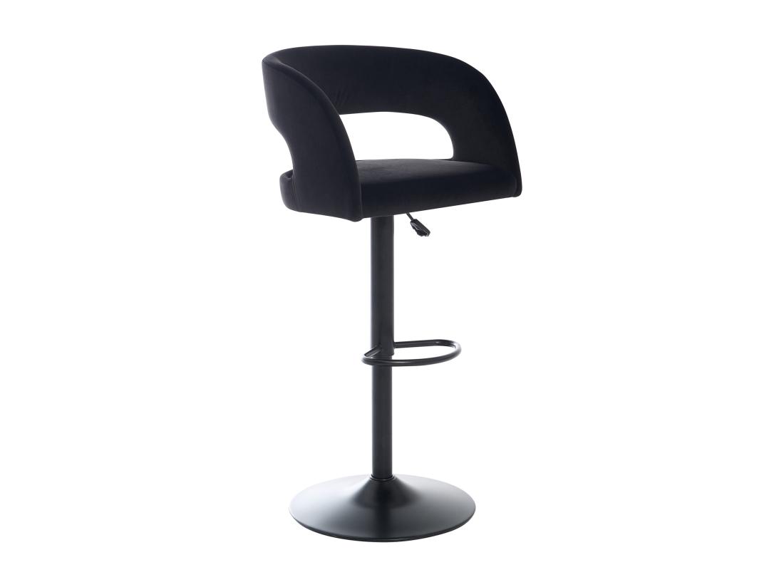 Vente Unique Lot De 2 Tabourets De Bar En Velours Et Métal - Hauteur Réglable - Noir - LAJUNIA