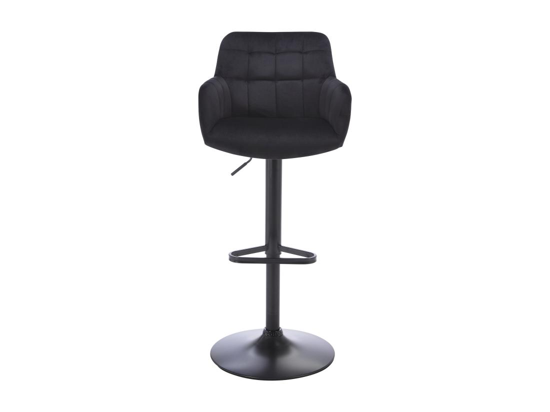 Vente Unique Lot De 2 Tabourets De Bar En Velours Et Métal - Hauteur Réglable - Noir - PEGA De Pascal MORABITO