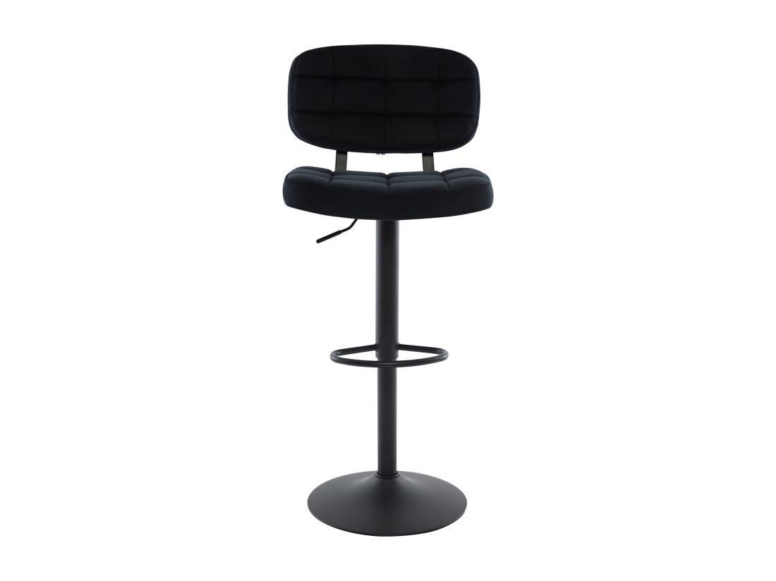 Vente Unique Lot De 2 Tabourets De Bar En Velours Et Métal - Hauteur Réglable - Noir - LINARA