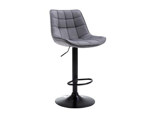 Vente Unique Lot De 2 Tabourets De Bar En Velours Et Métal - Hauteur Réglable - Gris - LIMA II