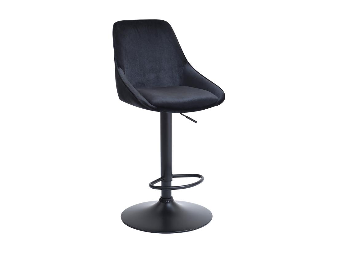 Vente Unique Lot De 2 Tabourets De Bar En Velours Et Métal - Hauteur Réglable - Noir - MASURIE
