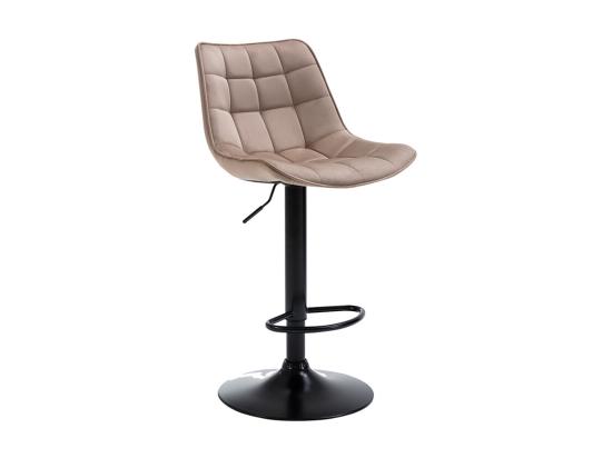 Vente Unique Lot De 2 Tabourets De Bar En Velours Et Métal Noir - Hauteur Réglable - Beige - LIMA II