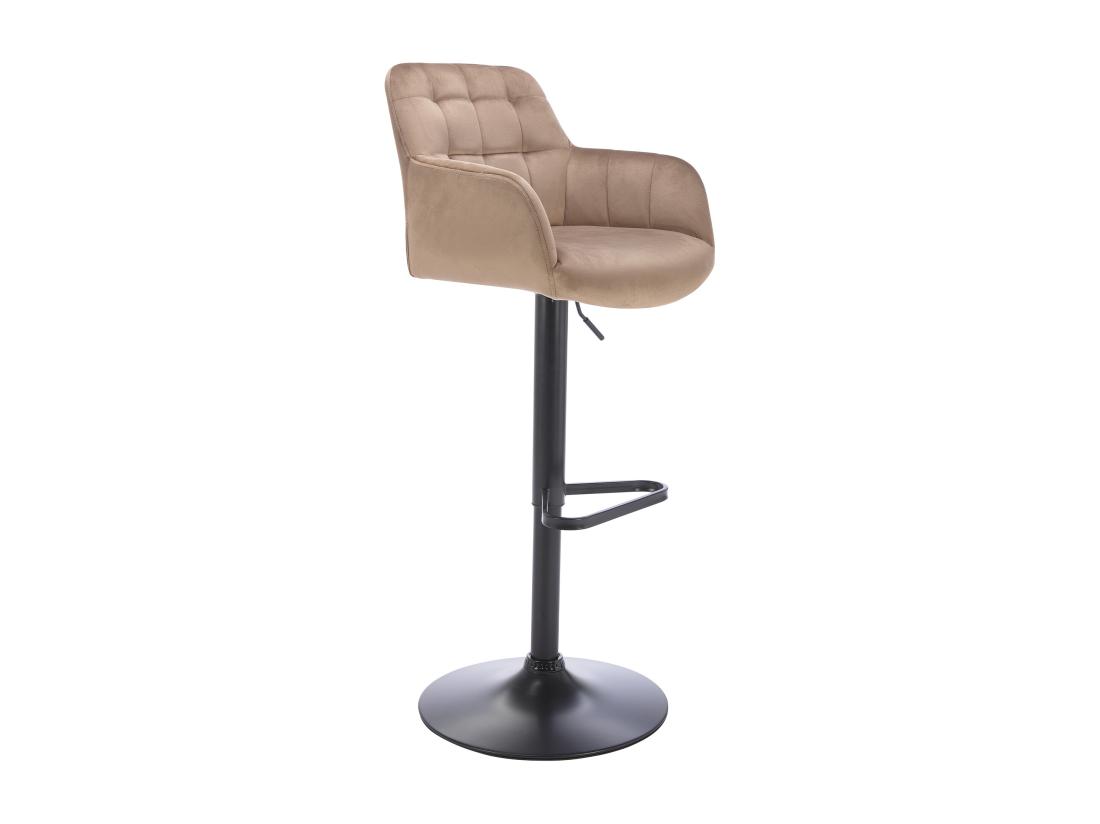 Vente Unique Lot De 2 Tabourets De Bar En Velours Et Métal Noir - Hauteur Réglable - Beige - PEGA De Pascal MORABITO