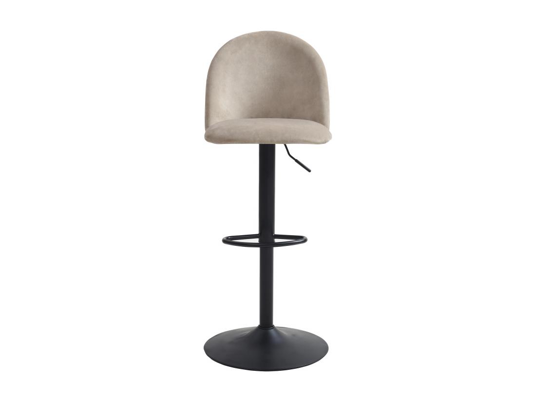 Vente Unique Lot De 2 Tabourets De Bar En Velours Et Métal Noir - Hauteur Réglable - Beige - MELBOURNE