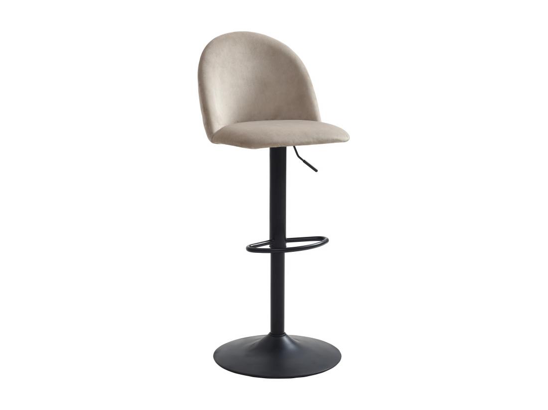 Vente Unique Lot De 2 Tabourets De Bar En Velours Et Métal Noir - Hauteur Réglable - Beige - MELBOURNE
