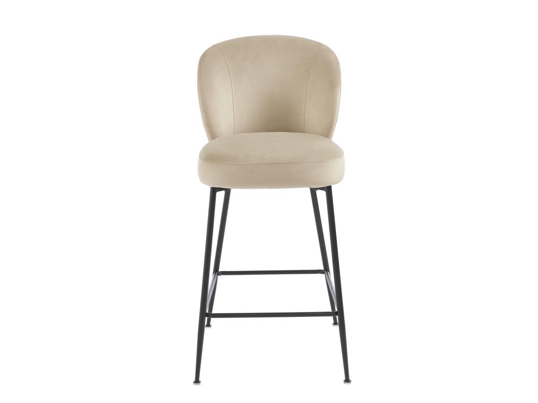 Vente Unique Lot De 2 Tabourets De Bar En Velours Et Métal Noir - Beige - POLPONA De Pascal MORABITO