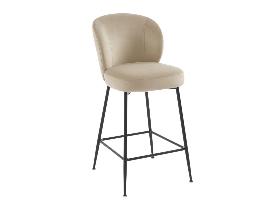 Vente Unique Lot De 2 Tabourets De Bar En Velours Et Métal Noir - Beige - POLPONA De Pascal MORABITO