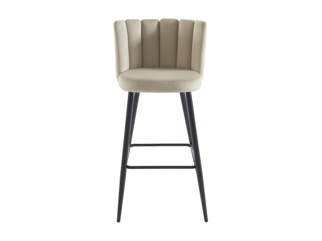 Vente Unique Lot De 2 Tabourets De Bar En Velours Et Métal Noir - Beige - PRANILA De Pascal MORABITO