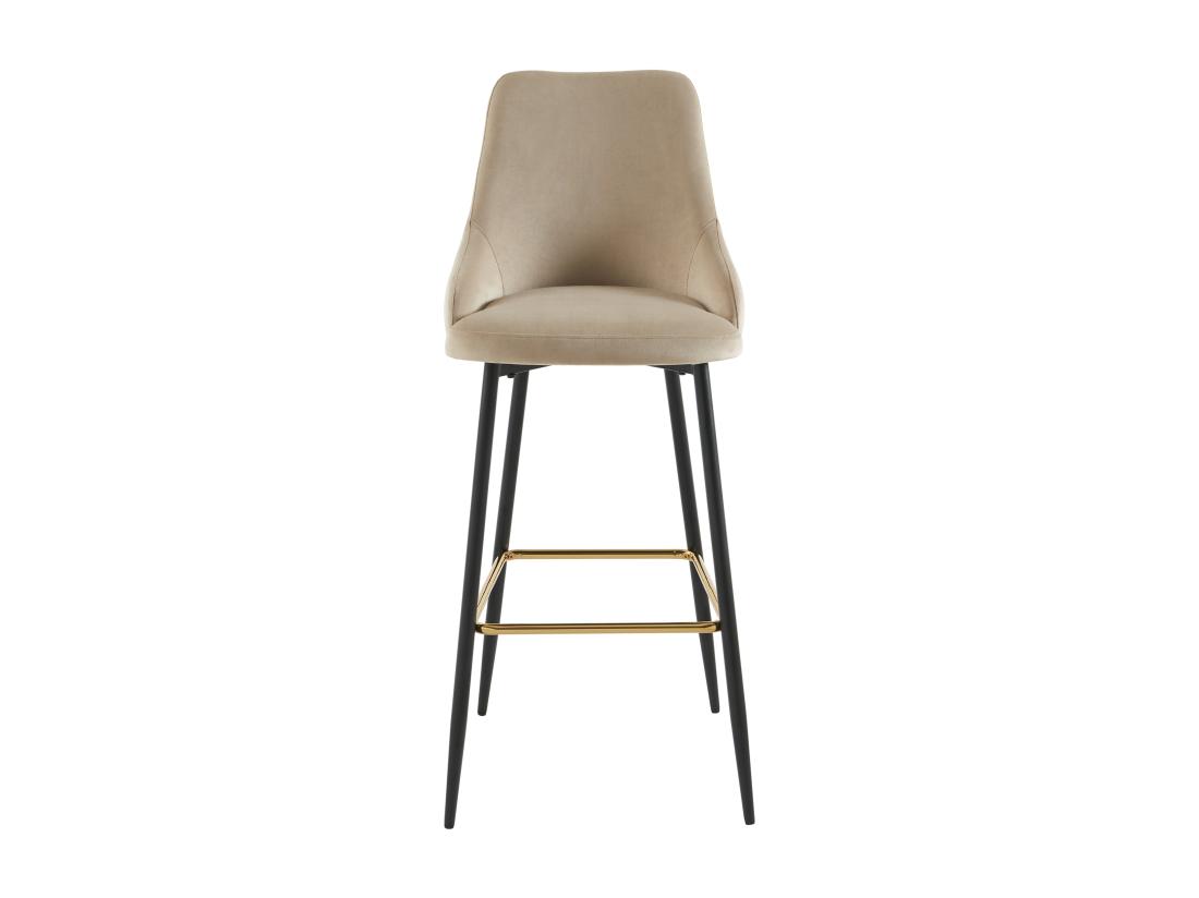 Vente Unique Lot De 2 Tabourets De Bar En Velours Et Métal Noir - Beige - VEVLINA