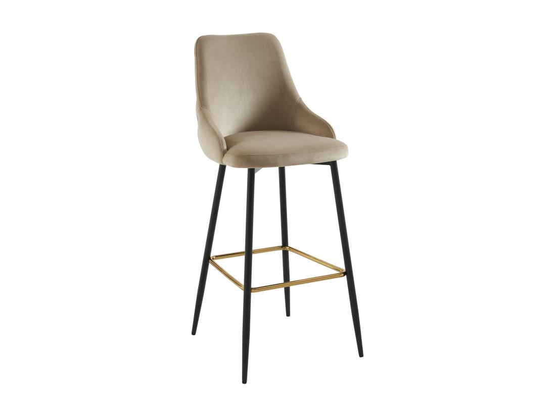 Vente Unique Lot De 2 Tabourets De Bar En Velours Et Métal Noir - Beige - VEVLINA