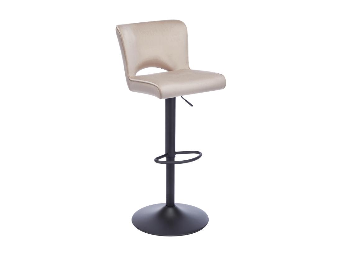 Vente Unique Lot De 2 Tabourets De Bar En Velours Et Métal Noir - Hauteur Réglable - Beige - MIRIALO