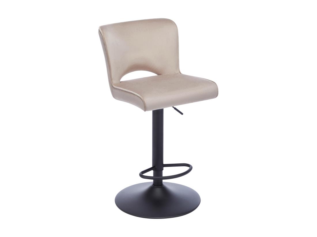 Vente Unique Lot De 2 Tabourets De Bar En Velours Et Métal Noir - Hauteur Réglable - Beige - MIRIALO