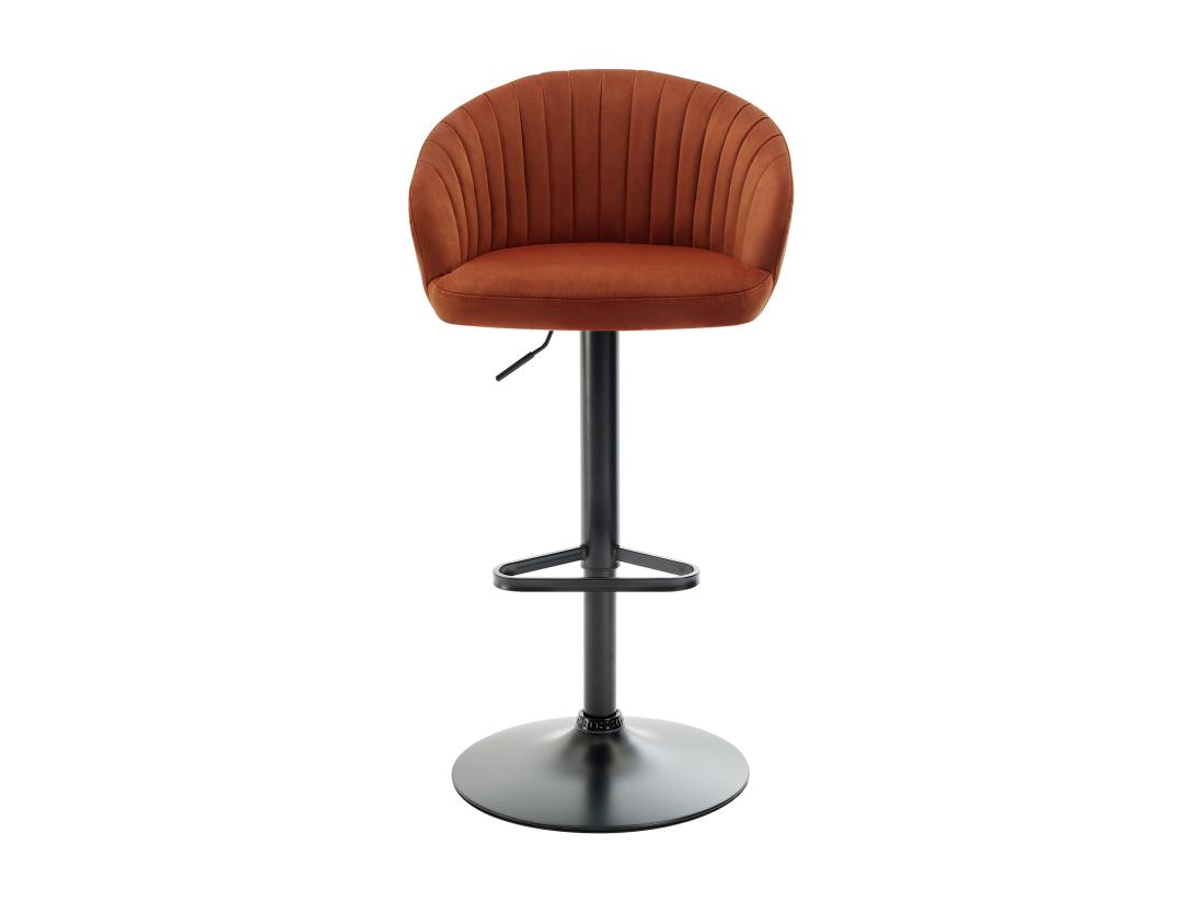 Vente Unique Lot De 2 Tabourets De Bar En Velours Et Métal Noir - Hauteur Réglable - Terracotta - DORALIZ