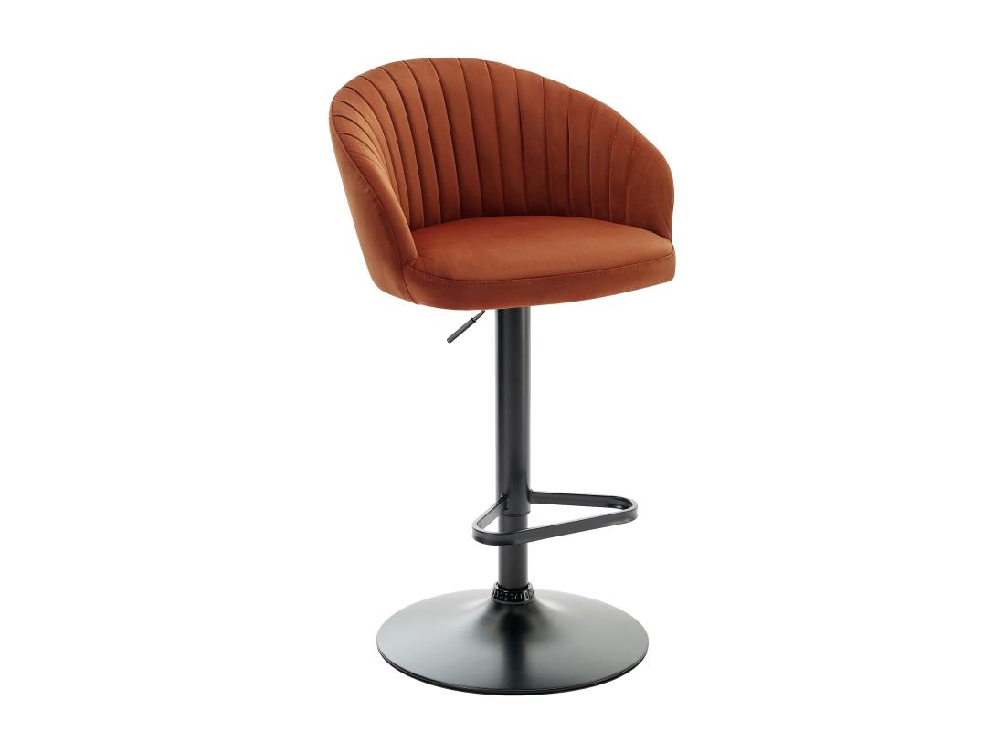 Vente Unique Lot De 2 Tabourets De Bar En Velours Et Métal Noir - Hauteur Réglable - Terracotta - DORALIZ