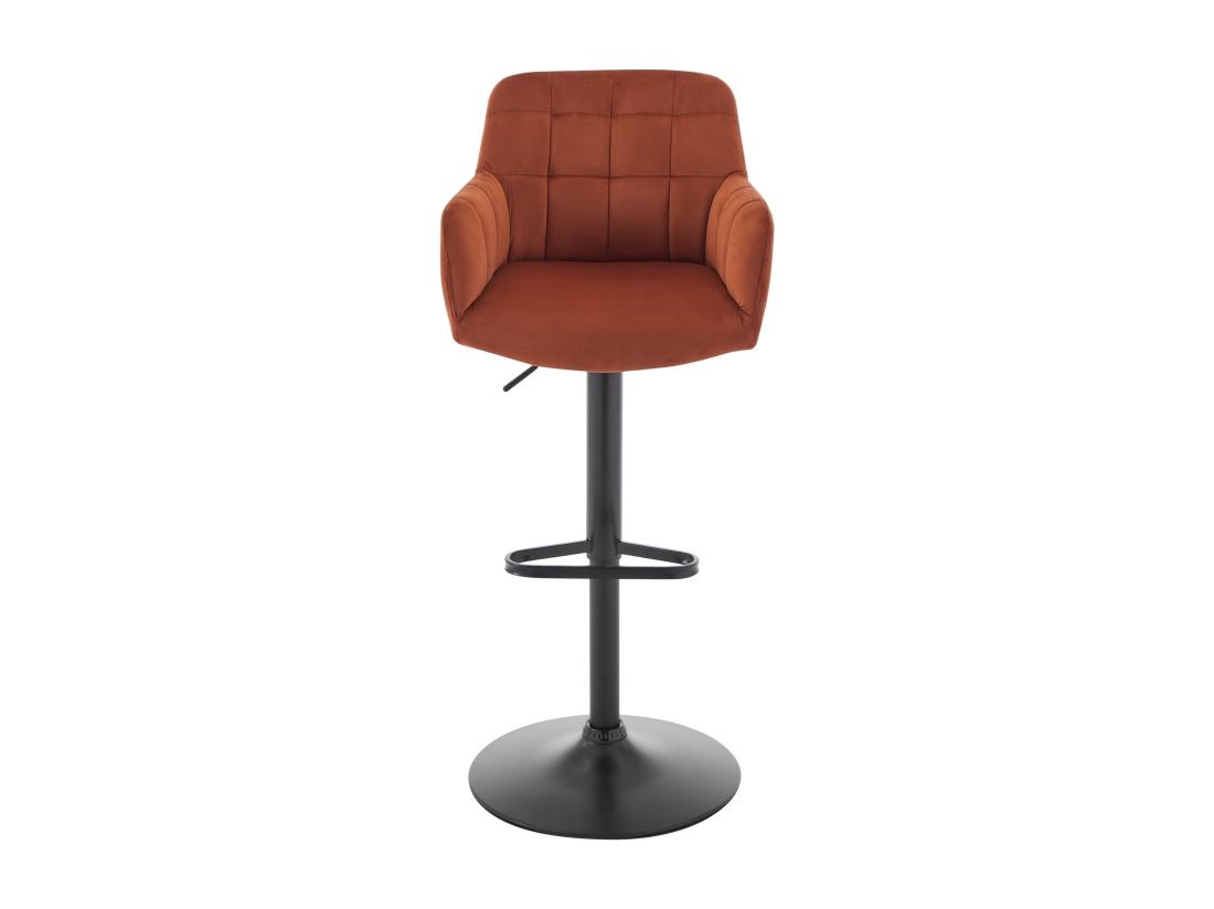 Vente Unique Lot De 2 Tabourets De Bar En Velours Et Métal Noir - Hauteur Réglable - Terracotta - PEGA De Pascal MORABITO
