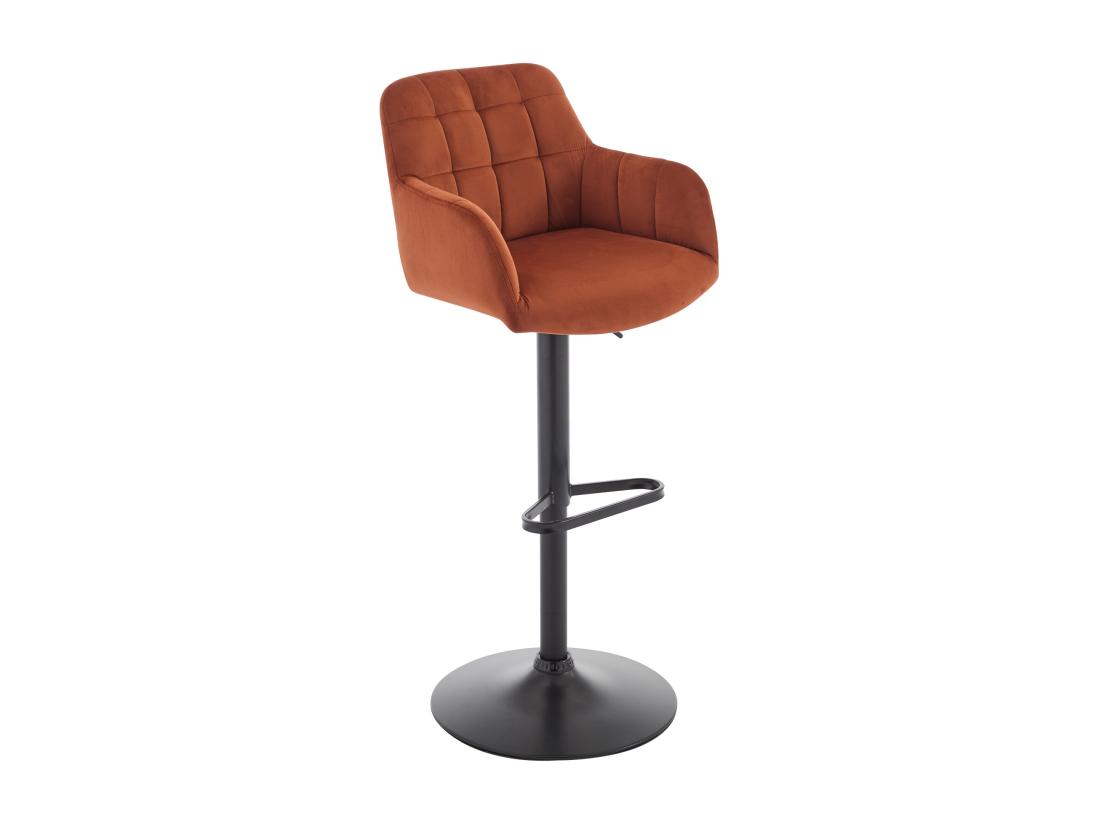 Vente Unique Lot De 2 Tabourets De Bar En Velours Et Métal Noir - Hauteur Réglable - Terracotta - PEGA De Pascal MORABITO