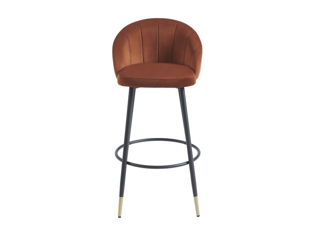 Vente Unique Lot De 2 Tabourets De Bar En Velours Et Métal - Terracotta - ELIRAM