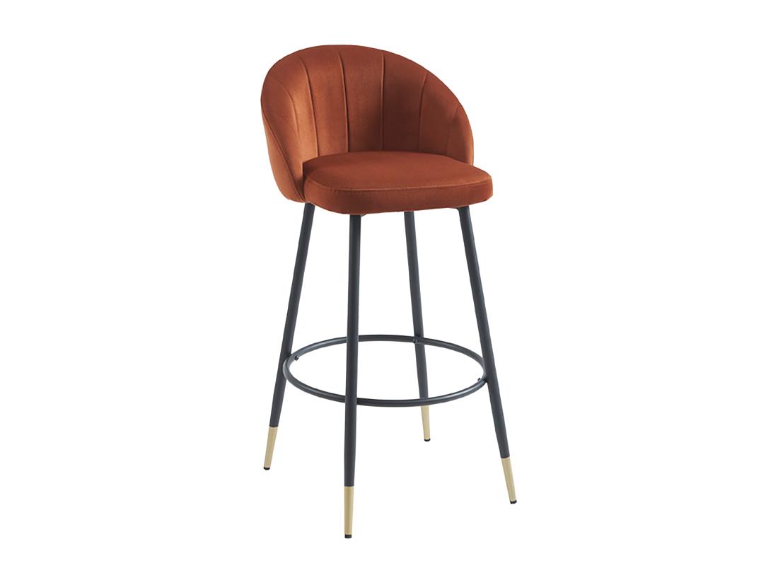 Vente Unique Lot De 2 Tabourets De Bar En Velours Et Métal - Terracotta - ELIRAM
