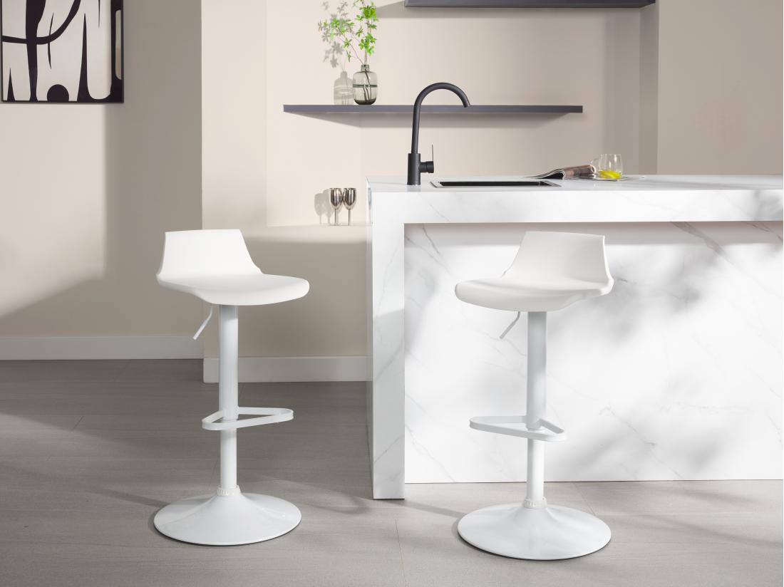 Vente Unique Lot De 2 Tabourets De Bar - Polypropylène - Coloris Blanc - CALAS