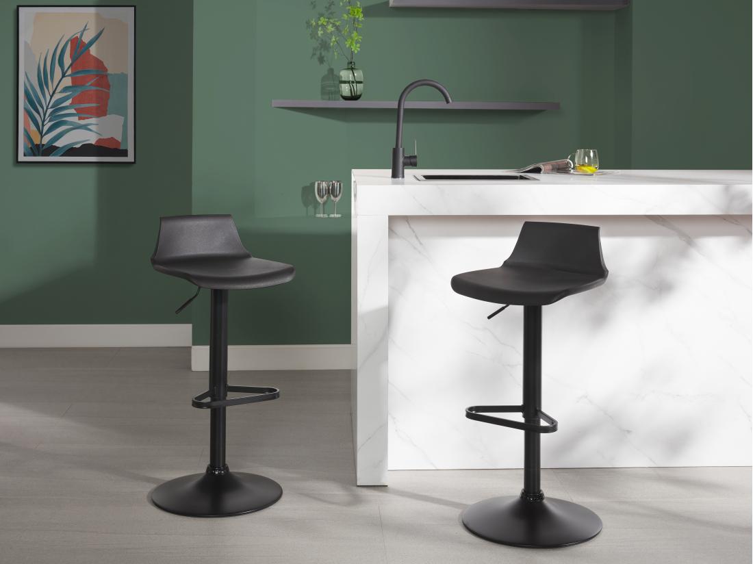 Vente Unique Lot De 2 Tabourets De Bar - Polypropylène - Coloris Noir - CALAS