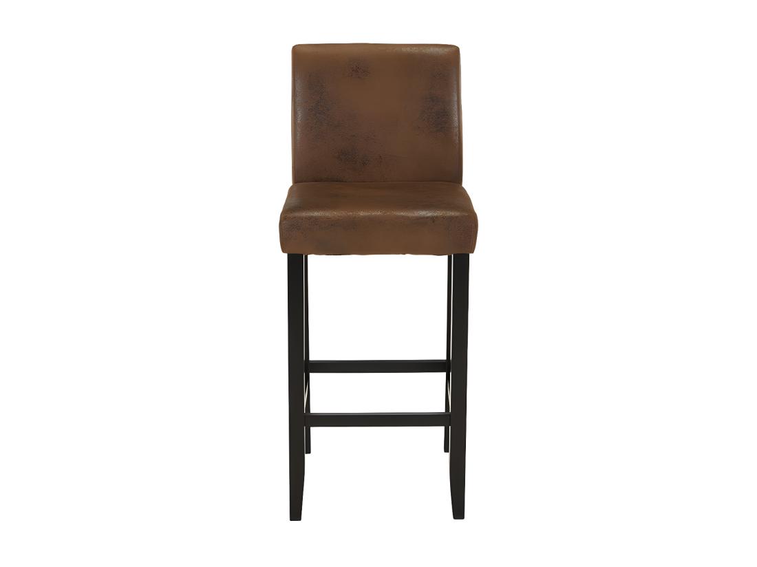 Vente Unique Lot De 2 Tabourets De Bar SANTOS - Microfibre Aspect Cuir Vieilli - Pieds Bois Foncé