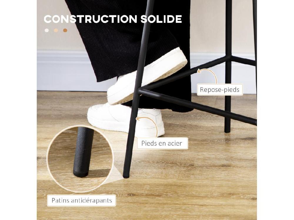 Vente Unique Lot De 2 Tabourets De Bar Style Colonial Piètement Acier Noir Résine Tressée Aspect Rotin