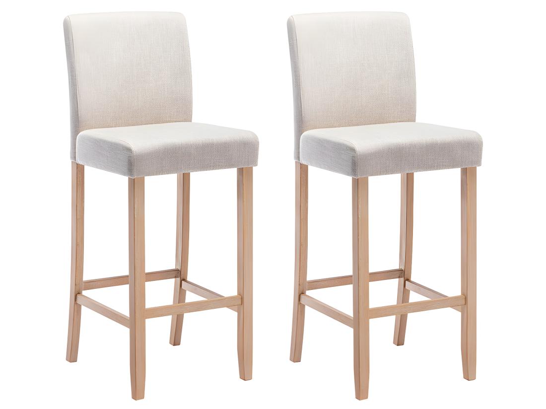 Vente Unique Lot De 2 Tabourets De Bar - Tissu - Beige - ROVIGO