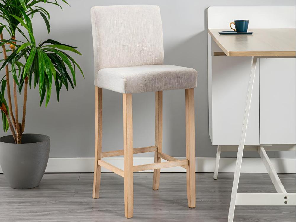 vente unique Lot de 2 tabourets de bar - Tissu - Beige - ROVIGO