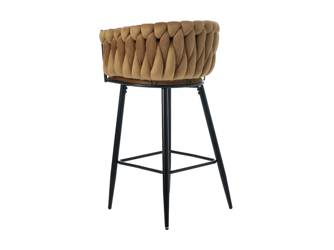 Vente Unique Lot De 2 Tabourets De Bar - Tissu En Velours - Pieds En Métal - Marron